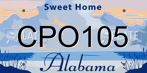 CPO105 Alabama License Plate