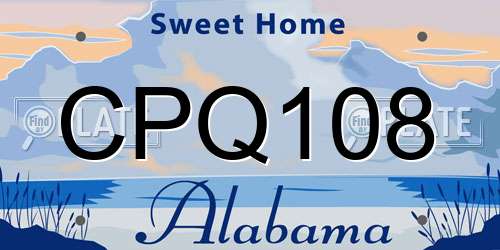 CPQ108 Alabama License Plate