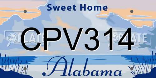 CPV314 Alabama License Plate