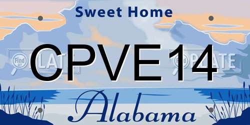 CPVE14 Alabama License Plate