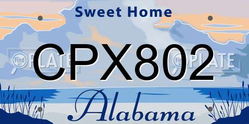 CPX802 Alabama License Plate