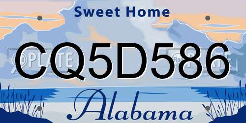 CQ5D586 Alabama License Plate