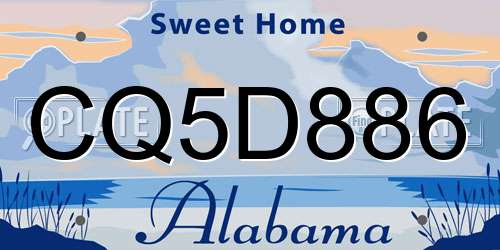 CQ5D886 Alabama License Plate