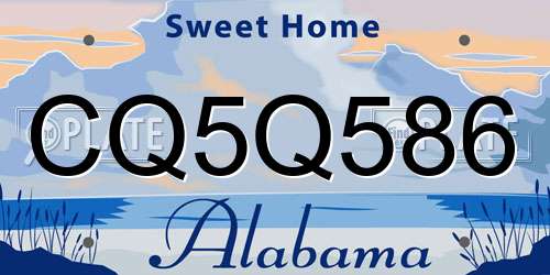 CQ5Q586 Alabama License Plate