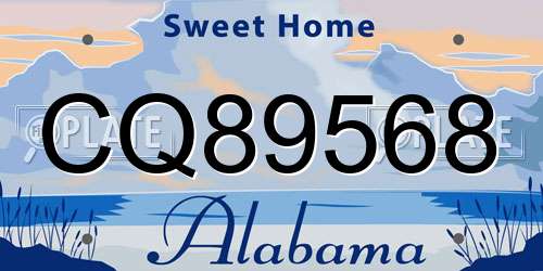 CQ89568 Alabama License Plate