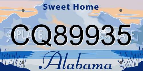 CQ89935 Alabama License Plate