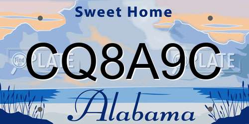 CQ8A9C Alabama License Plate