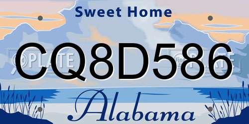 CQ8D586 Alabama License Plate
