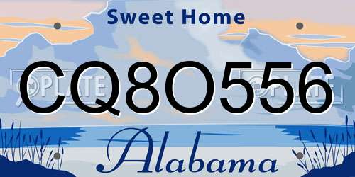 CQ8O556 Alabama License Plate