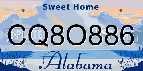 CQ8O886 Alabama License Plate