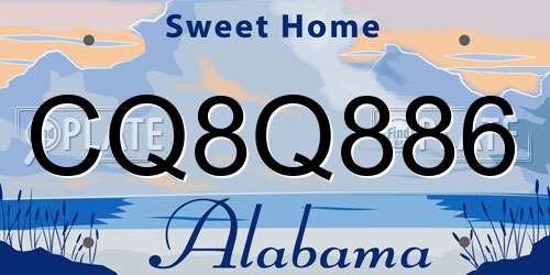 CQ8Q886 Alabama License Plate