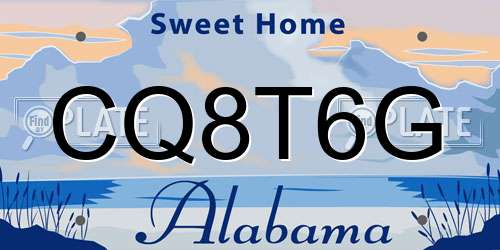 CQ8T6G Alabama License Plate
