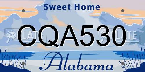 CQA530 Alabama License Plate