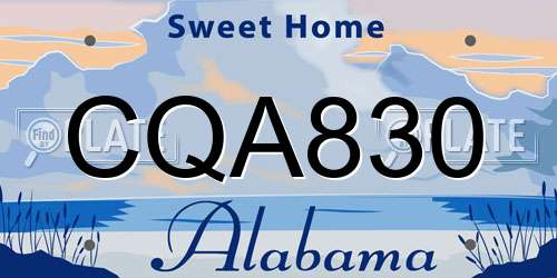 CQA830 Alabama License Plate