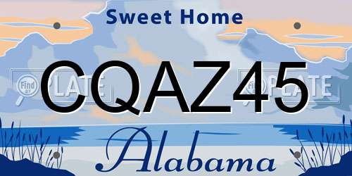 CQAZ45 Alabama License Plate