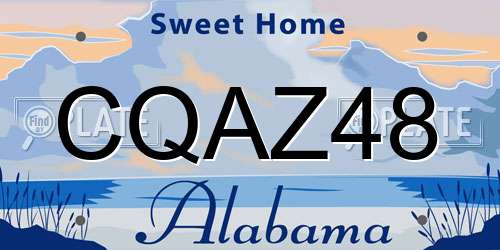 CQAZ48 Alabama License Plate