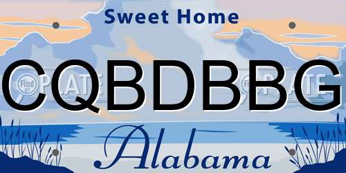 CQBDBBG Alabama License Plate