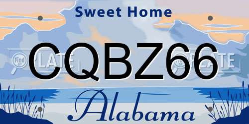 CQBZ66 Alabama License Plate