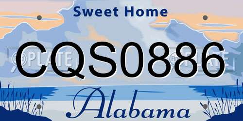 CQS0886 Alabama License Plate