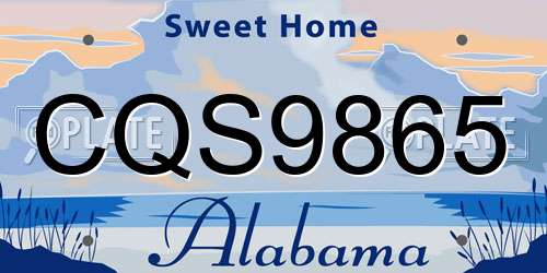 CQS9865 Alabama License Plate