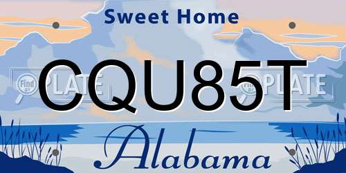 CQU85T Alabama License Plate