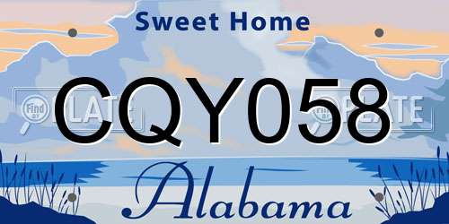 CQY058 Alabama License Plate