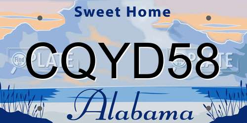 CQYD58 Alabama License Plate