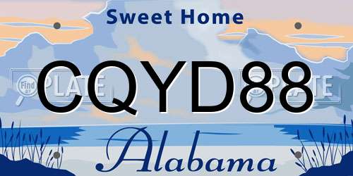 CQYD88 Alabama License Plate