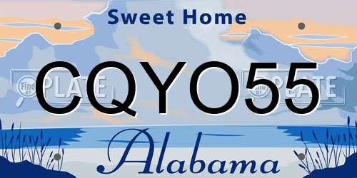 CQYO55 Alabama License Plate