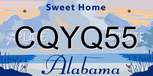 CQYQ55 Alabama License Plate
