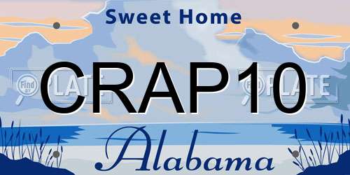CRAP10 Alabama License Plate