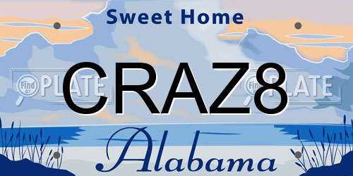 CRAZ8 Alabama License Plate