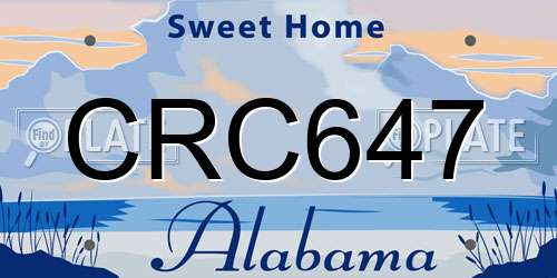 CRC647 Alabama License Plate