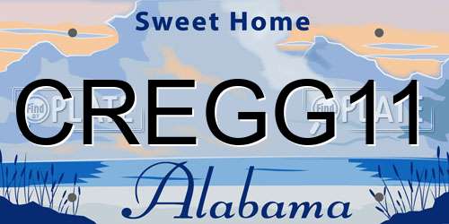 CREGG11 Alabama License Plate