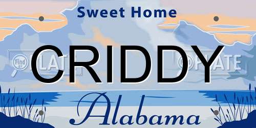 CRIDDY Alabama License Plate