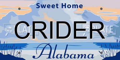 CRIDER Alabama License Plate