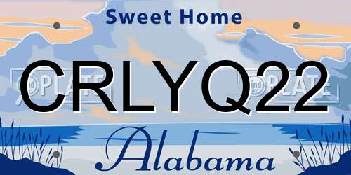 CRLYQ22 Alabama License Plate