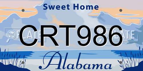 CRT986 Alabama License Plate