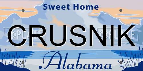 CRUSNIK Alabama License Plate
