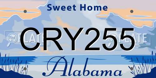 CRY255 Alabama License Plate