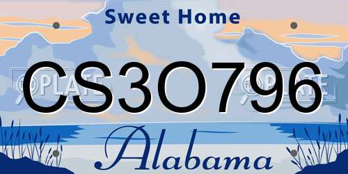 CS3O796 Alabama License Plate