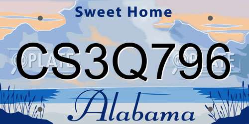 CS3Q796 Alabama License Plate