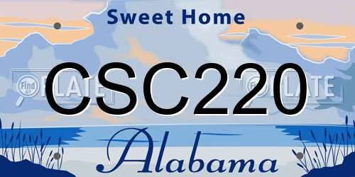 CSC220 Alabama License Plate