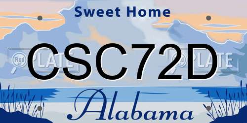 CSC72D Alabama License Plate