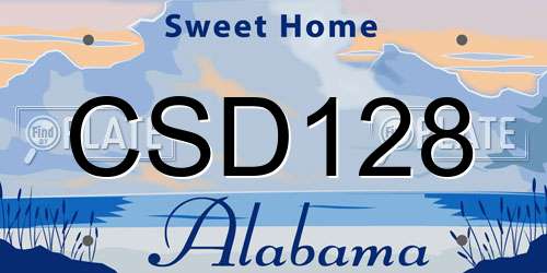 CSD128 Alabama License Plate
