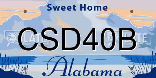 CSD40B Alabama License Plate