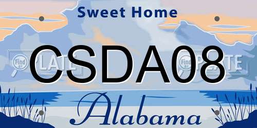 CSDA08 Alabama License Plate