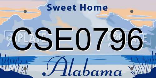 CSE0796 Alabama License Plate