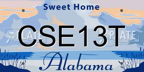 CSE13T Alabama License Plate