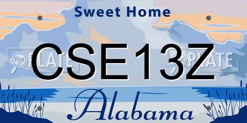 CSE13Z Alabama License Plate